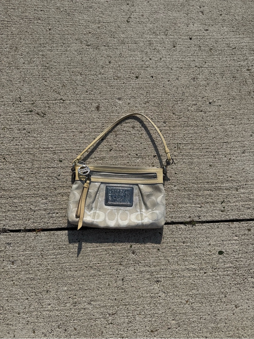 Vintage Coach Poppy Pastel Tan and Yellow Wristlet